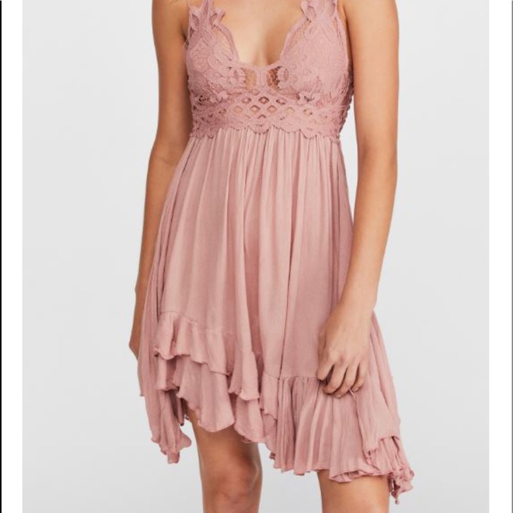 Free People Adella Slip Dress Mini Lace Ruffle Spaghetti Straps Sleeveless Flowy - Picture 4 of 11